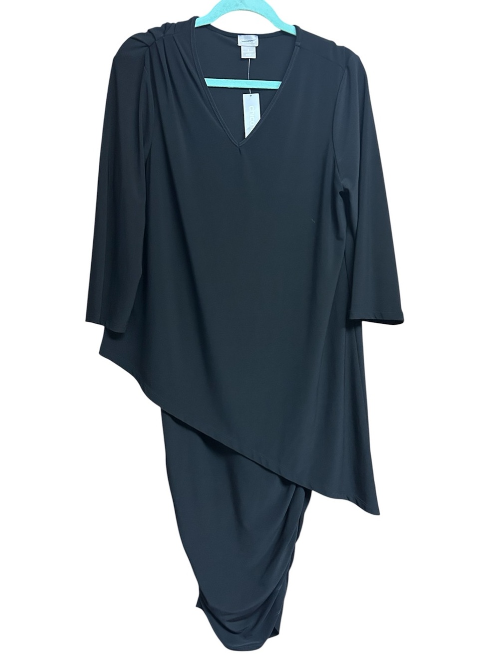 Chico’s Black Jersey Knit Asymmetrical Layered Dress NWT